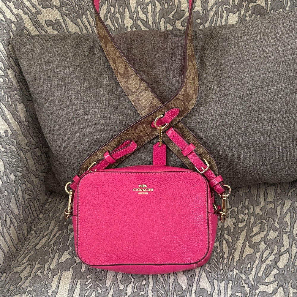 Coach Fuchsia and Tan Crossbody Bag